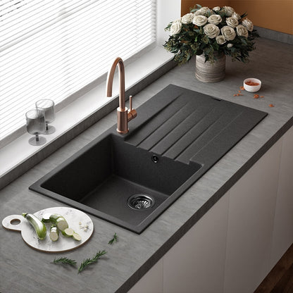 Reginox Harlem 1 Bowl Granite Black Silvery Composite Kitchen Sink & Waste Kit - 1000 x 500mm